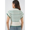 Kadın Çizgili Triko Süveter 15926 - Zümrüt Yeşili