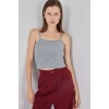 Kadın Askılı Crop Top Bluz 15934 - Gri