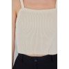 Kadın Askılı Crop Top Bluz 15934 - Krem
