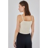 Kadın Askılı Crop Top Bluz 15934 - Krem
