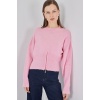 Kadın Fermuarlı Triko Kazak 15937 - Pembe
