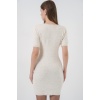 Kadın Kısa Kol Triko Elbise 15950 - Krem