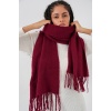 Kadın Yumuşak Dokulu Kalın Şal Atkı 15951 - Bordo