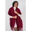 Kadın Yumuşak Dokulu Kalın Şal Atkı 15951 - Bordo