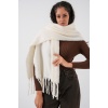 Kadın Yumuşak Dokulu Kalın Şal Atkı 15951 - Ekru