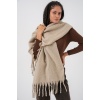 Kadın Yumuşak Dokulu Kalın Şal Atkı 15951 - A.Bej