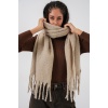 Kadın Yumuşak Dokulu Kalın Şal Atkı 15951 - A.Bej