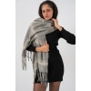 Kadın Yumuşak Dokulu Kalın Şal Atkı 15951 - F.Gri