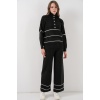 Kadın Çizgili Oversize Triko İkili Takım 15957 - Siyah