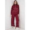Kadın Çizgili Oversize Triko İkili Takım 15957 - Bordo