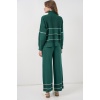 Kadın Çizgili Oversize Triko İkili Takım 15957 - Zümrüt Yeşili