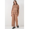 Kadın Çizgili Oversize Triko İkili Takım 15957 - Camel