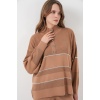 Kadın Çizgili Oversize Triko İkili Takım 15957 - Camel