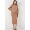 Kadın Kısa Kazaklı Triko Elbise 15958 - Camel