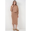 Kadın Kısa Kazaklı Triko Elbise 15958 - Camel