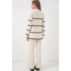 Kadın Çizgili Oversize Triko İkili Takım 15959 - Ekru