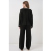 Kadın Nakışlı Triko Hırka Pantolon İkili Takım 15963 - Siyah
