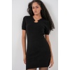Kadın Kolye Detaylı Triko Elbise 15989 - Siyah