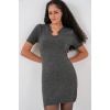 Kadın Kolye Detaylı Triko Elbise 15989 - Antrasit