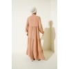 1627 Yaka Bağcıklı Tesettür Elbise - D.Vizon