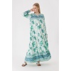 1947 Desenli Uzun Elbise - E.Yeşil