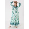 1947 Desenli Uzun Elbise - E.Yeşil