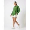 20153 Tek Cepli Oversize Keten Gömlek - G.Yeşil