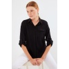 Kadın Cep Detaylı Gömlek 20234 - Siyah