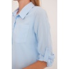 Kadın Mavi Viskon Gömlek 20237
