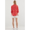 20243 Önü Bağlamalı Desenli Gömlek - Kırmızı
