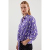 20243 Önü Bağlamalı Desenli Gömlek - Lila