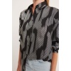 Kadın Siyah Gümüş Varak Desenli Gömlek 20253