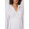 20271 Uzun Kruvaze Gömlek - Beyaz