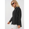 Kadın Çizgili Oversize Gömlek 20293 - Siyah