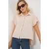 Kadın Oversize Kısa Kol Gömlek 20322 - Krem