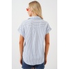 Kadın Çizgili Kısa Kol Gömlek 20324 - Mavi