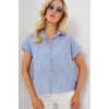 Kadın Çizgili Kısa Kol Gömlek 20324 - İndigo