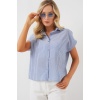 Kadın Çizgili Kısa Kol Gömlek 20324 - İndigo