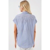 Kadın Çizgili Kısa Kol Gömlek 20324 - İndigo