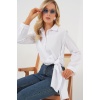 Kadın Bağlamalı Uzun Kol Gömlek 20325 - Beyaz