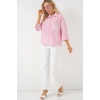 Kadın Tek Cep Nakışlı Gömlek 20328 - Pembe