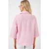 Kadın Tek Cep Nakışlı Gömlek 20328 - Pembe