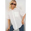 Kadın Kısa Kol Keten Görünümlü Gömlek 20336 - Beyaz