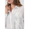 Kadın Nakışlı Oversize Gömlek 20338 - Beyaz