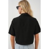 Kadın Kısa Kol Crop Gömlek 20341 - Siyah