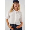 Kadın Kısa Kol Crop Gömlek 20341 - Beyaz