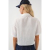 Kadın Kısa Kol Crop Gömlek 20341 - Beyaz