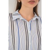 Kadın Çizgili Kısa Kol Gömlek 20345 - Lacivert