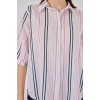 Kadın Çizgili Kısa Kol Gömlek 20345 - Pembe