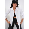 Kadın Oversize Basic Gömlek 20349 - Beyaz
